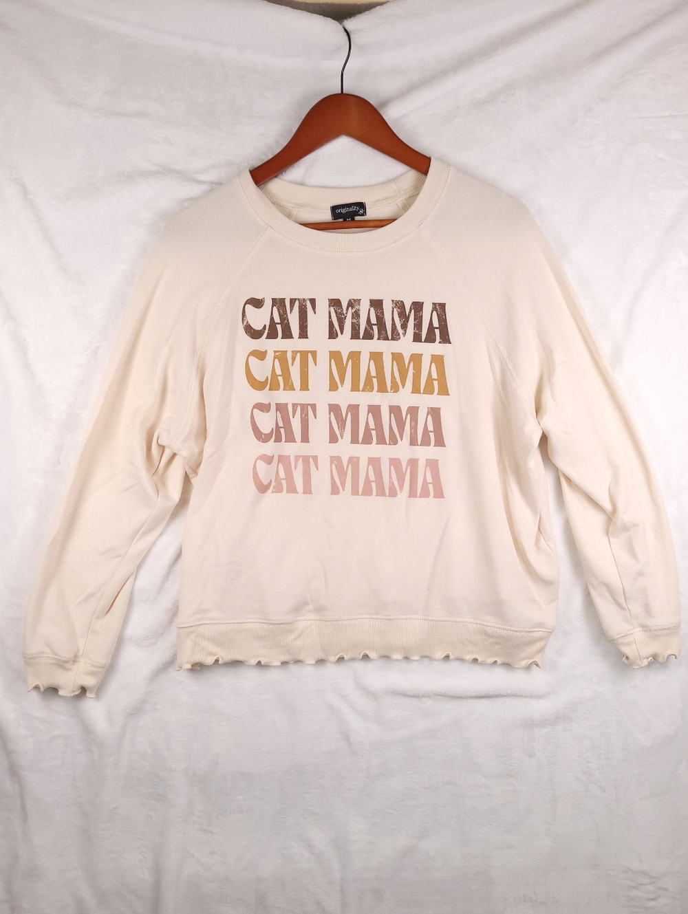 Cat Mama Originality Pullover Crew Neck Sweatshirt M